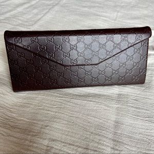 GUCCI Brown Leather Fold-Out Eyewear Case